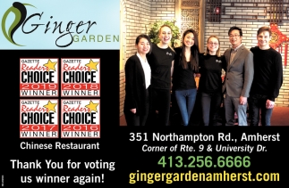 Thank You For Voting Us Winner Again Ginger Garden Amherst Ma