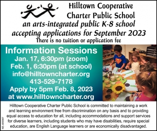 Accepting Application for September 2023, Hilltown Cooperative Charter
