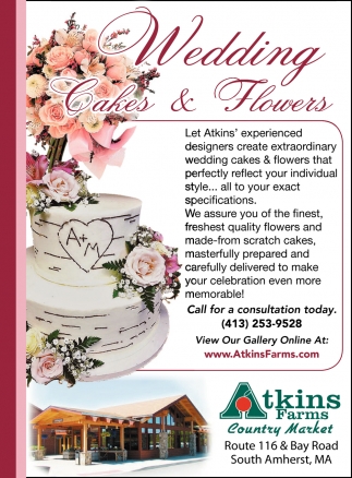 Wedding Cakes & Flowers, Atkins Farms, North Amherst, MA