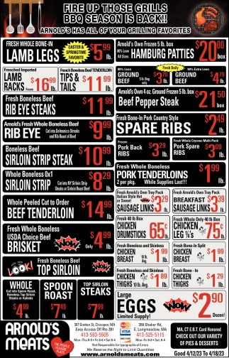 Fire Up Those Grills, Arnold's Meats, Longmeadow, MA