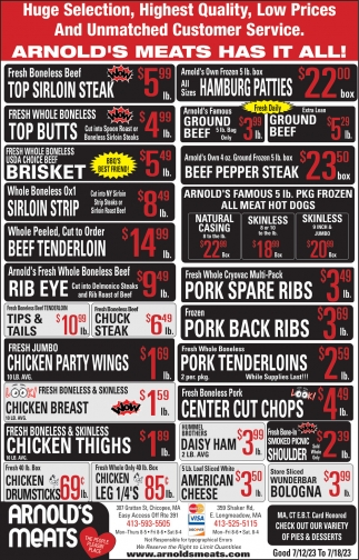 Top Sirloin Steak, Arnold's Meats, Longmeadow, MA