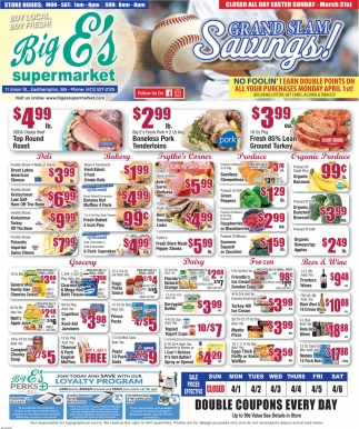 Grand Slam Savings!, Big E's Supermarket, Easthampton, MA