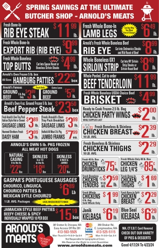 Spring Savings At The Ultimate Butcher Shop, Arnold's Meats, Longmeadow, MA